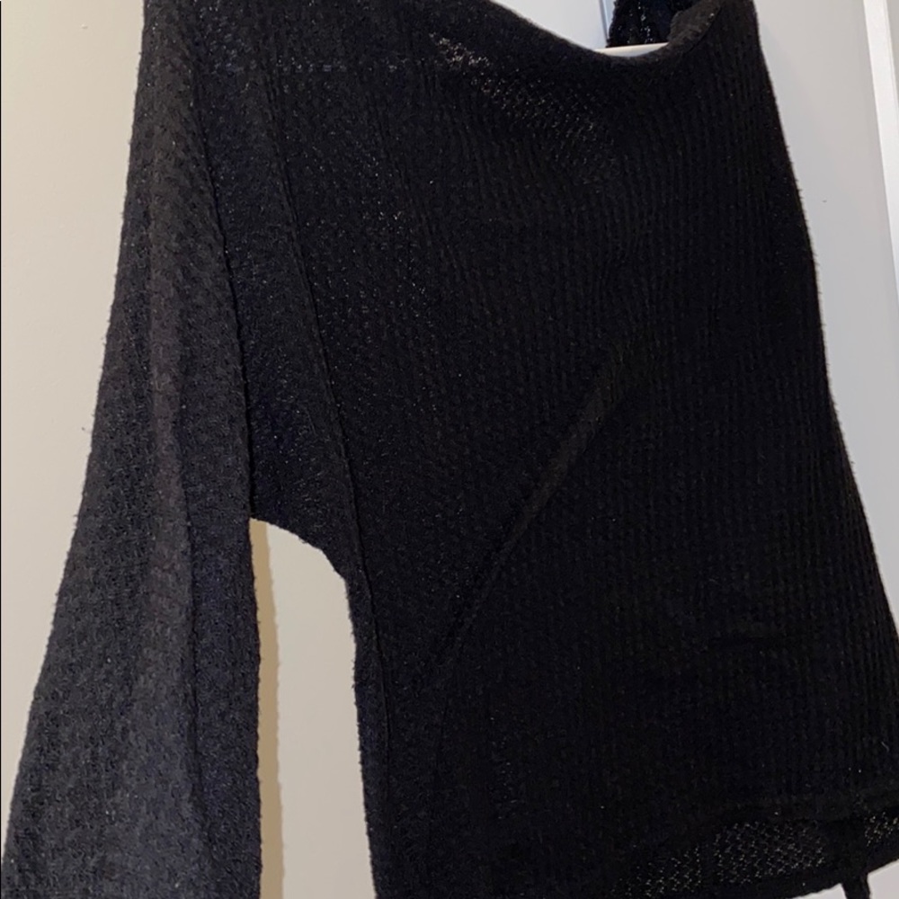 off the shoulder waffle knit top